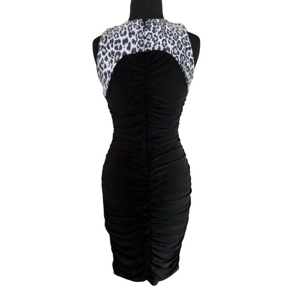 CACHE Animal Black Bodycon Sequin Ruched Evening Event Dress Stretch NWT $198 - Picture 3 of 9